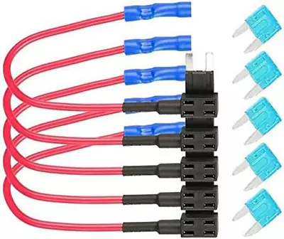 5 Pack 12V 15Amp Car Add-a-Circuit Fuse TAP Adapter Kit Mini ATM APM Blade Fuse • $15.39