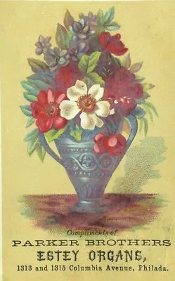 1870's-80's Parker Brothers Estey Organs Lovely Vase & Flowers P111 • $6.25