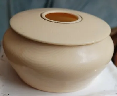 Vintage Ivory Pyralin Plastic Hair Receiver Vanity Accessory Container • $25
