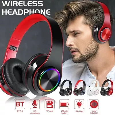 Wireless Bluetooth 5.1 Headphones Noise Cancelling Over-Ear Stereo Earphones UK • £9.09