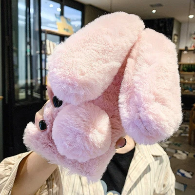 £5.99 • Buy Bunny Rabbit Faux Fluffy Warm Soft Case Cover For IPhone 13 12 11 Pro Max XS 7 8