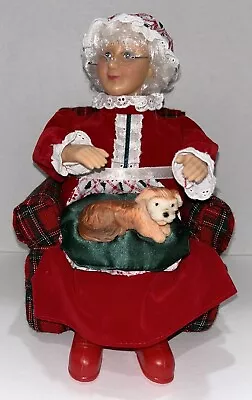 Vintage Gemmy Mrs. Santa Claus Christmas Animated Petting Dog Plaid Chair • $28.50