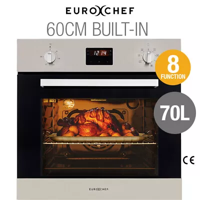 EUROCHEF 60cm Fan Forced Electric Wall Oven 8 Function Grill Touch Control • $502