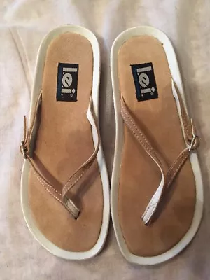 NEw Women LEI Beige  Sandals Leather Upper Balance Man Made Shoes Size 7 • $12