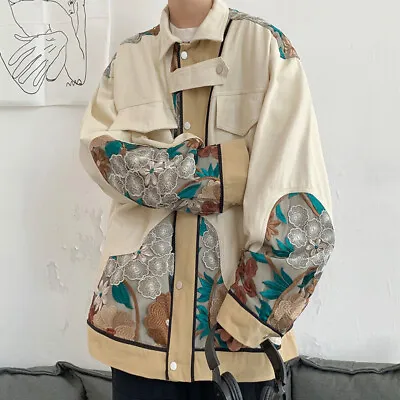 Mens Embroidery Loose Chinese Style Design Fashion Coat Tops Jackets • $49.19