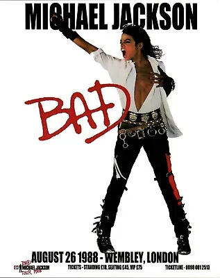 Michael Jackson 8/26/1988 Wembley London England  8 X10  Concert Poster Reprint • $9.86