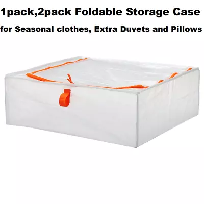 Underbed Clothes Storage Case Foldable Bags Zipped Organizer Wardrobe Boxes 12x • £8.89