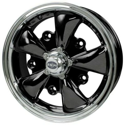 15  X 5-1/2  Vw Bug 5 Lug Black Empi 5 Spoke Wheel Includes Cap-Valve Stem • $175.95