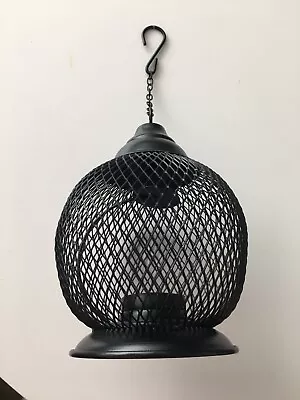 Black Wire Tealight Candle Holder Indoor Outdoor Hanging Lantern NEW • £9