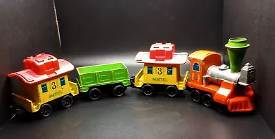 Vintage 1980 Mattel Preschool  First Wheels  4 Piece Train Set Die Cast  • $12.99