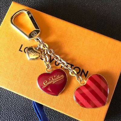 Auth Louis Vuitton Porto Cles Coeur Rayure Key Ring Chain Bag Charm M66476 • $143