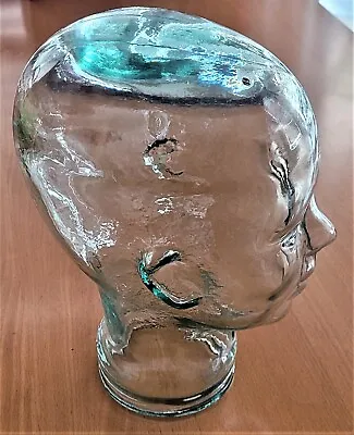Vintage Clear White Art Glass Mannequin Head Bust Wig Hat Display 12” Tall • $79.99