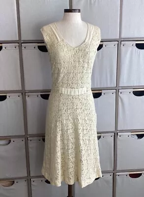 Maison Mayle Lace Crochet Vintage Inspired Midi Dress Sz 8 Pre Owned  • $100