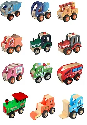 $19.95 • Buy Wooden Toys Cars Truck Tractor Lorry Road Roller Crane Tip Lorry Train Folklift