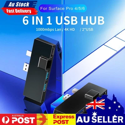 $29.19 • Buy For Surface Pro 4/5/6 Docking Station Hub With 4K HDMI Compatible USB 3.1 Gen 1
