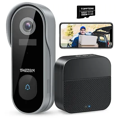 TMEZON 3MP Wireless Doorbell Smart WiFi Video Door Intercom Security Camera 64G • $73.99