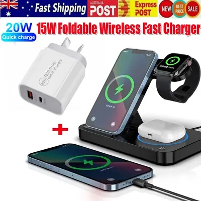 4 In 1 15W Wireless Charger Dock  Fast Charging For IPhone Samsung All Phones • $31.88