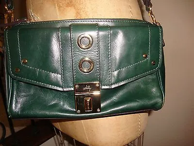Milly Of New York For Nordstrom - Dark Green Leather Crossbody Handbag Purse  • $28.52