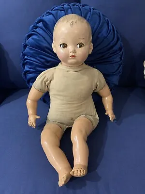 Effanbee Baby Doll Composition Head Cloth Body 18” Vintage 1930s • $55.99