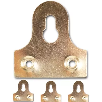 4x BRASS HANGING BRACKETS 38mm Flat Wall Mounted Mirror Hanger Fixing Plate Hook • £3.67