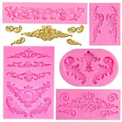 £9.99 • Buy 5Pcs Vintage Baroque Relief Silicone Fondant Mould Cake Decor Border Baking Mold