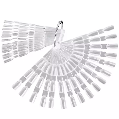 300 Tips Clear Nail Art Tip Sticks Fan Shaped Nail Wheel Display Practice Sticks • $16.32