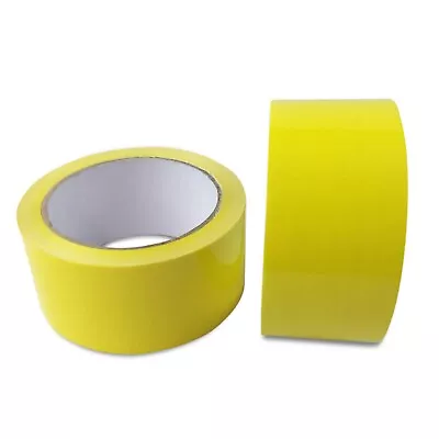 YELLOW PACKING TAPE (48mm X 66m) Strong Low Noise Adhesive Parcel Box Packaging • £7.98