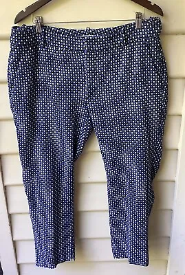 Zara Blue Pants Cotton Stretch Mix Black Geo Print 16 XL US 12 Pockets As New • $29