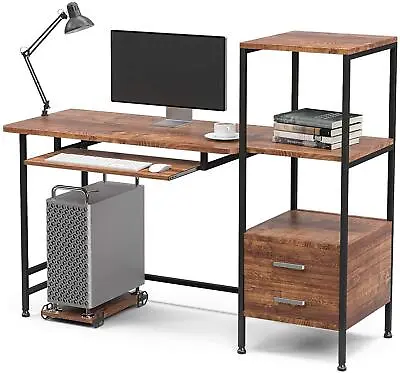 Computer Desk 55'' Office Desk With Keyboard Tray Writting Desk With Drawers • $76.99
