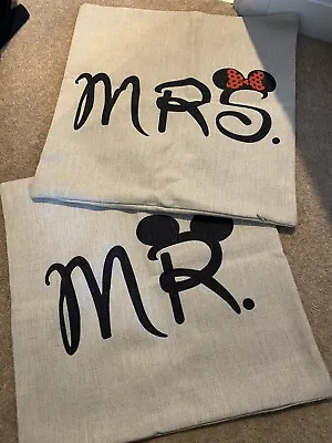 Disney Minnie Mickey Mouse Pillow Cushion Case Cases Slip New Mr & Mrs Wedding • £20