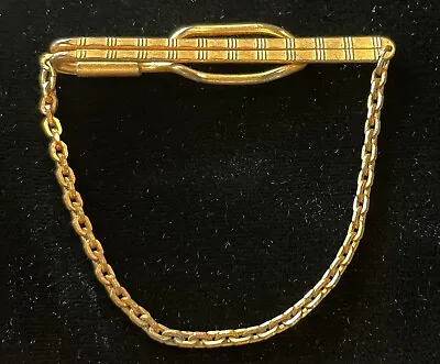 Vintage HICKOK Tie Bar Clip With Chain Golden Retro Style • $5.99