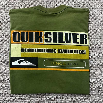 Vintage Quicksilver Boarding T-shirt Adult Mens M/L Green Short Sleeve Tee • $19.97