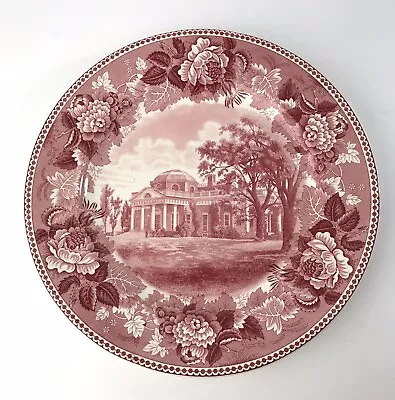 Wedgwood Pink Transfer Ware Monticello Dinner Plate 9 & 7/8” Charlottesville VA • $22