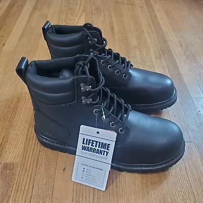 HISEA Mens Steel Toe Work Boots Sz 13 Black Leather Boot NEW NWOB (KZ2) • $46.40