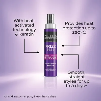 John Frieda Frizz Ease 3 Day Straight - Hair Straightening Styling Spray 100ml • £9.99