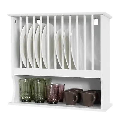 SoBuy Wall Mounted Kitchen Plate Cup Rack Kitchen Storage Rack Shelf KCR04-WUK • £49.95