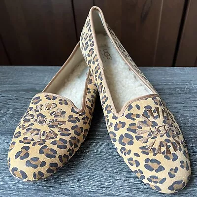 UGG Alloway Leopard Print Fur Insole Loafers Flats US9 • $75