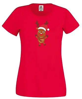 Santa Rudolph T Shirt Red Nose Reindeer Funny Christmas Xmas Gift Women Tee Top • £9.99