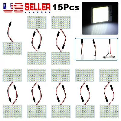 15X 48SMD Car Festoon T10 BA9S White LED Panel Interior Dome Map Light Bulb Lamp • $15.52