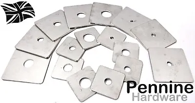 3 Mm SQUARE PLATE WASHERS A2 STAINLESS STEEL 50 & 75 Mm X 3.0 Mm Thick M6 - M25 • £4.30