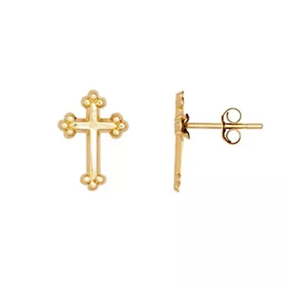 Plain Cross Stud Earrings 9ct Yellow Gold • £28.85