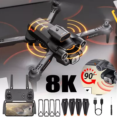 Drones With HD Camera 8K Professional WIFI FPV Quadcopter Foldable 3x Battery • £24.89