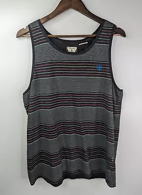Volcom Mens Tank Top Size XL Gray Fitted Sleeveless Pullover Striped • $12.99