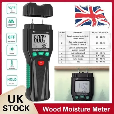 Moisture Meter Humidity Checker Wood Wall Floor Plaster Board Tester Damp Sensor • £20.79