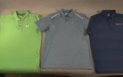 Lot Of 3 Men's Polo Shirt L Nike Golf Under Armour Puma Short Sleeve Collared • $14.99