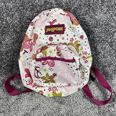 Jansport Mini Half Pint Floral Print Backpack Polka Dot Green Pink White • $24.95