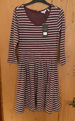 £10 • Buy Fatface Kew Stripe Dress Purple Plum Striped Pattern Size 10