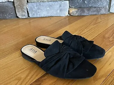 A.n.a Shadow Black Flat Mules Women's Shoe Size 6.5 M Great Condition • $10