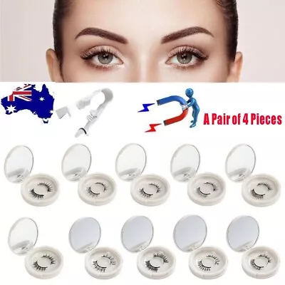 4PCS 3D Magnetic False Eyelashes With Clip For Make Up Natural Lash Reusable • $4.85