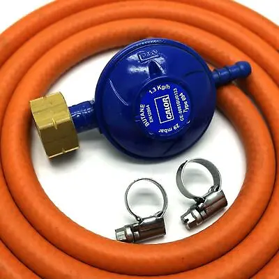 CALOR GAS BRAND BUTANE 4.5kg GAS REGULATOR 1mt HOSE & 2 CLIPS 5 YEAR WARRANTY • £16.99